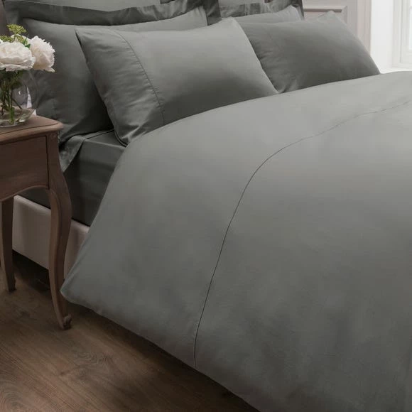 Outlet 🥰 Dorma Dorma 300 Thread Count 100% Cotton Sateen Plain Slate Duvet Cover ✔️ - Image 3