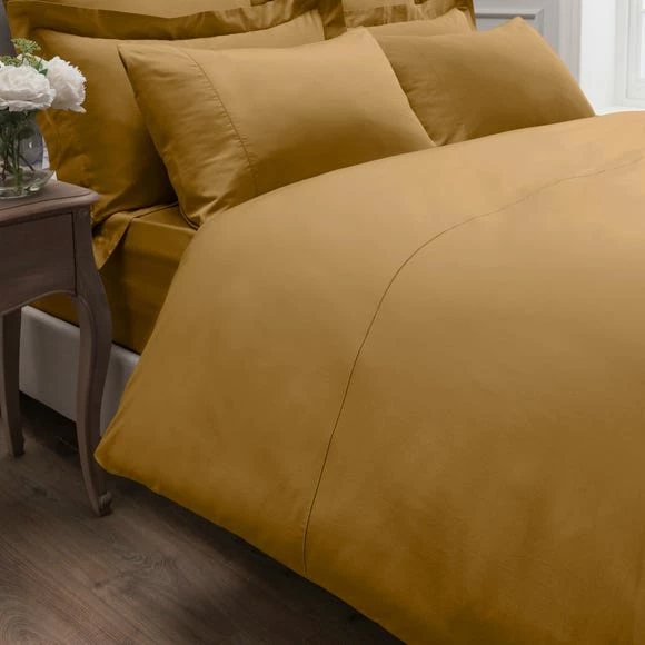 Hot Sale ๐ Dorma Dorma 300 Thread Count 100% Cotton Sateen Plain Ochre Duvet Cover ๐ฏ - Image 3
