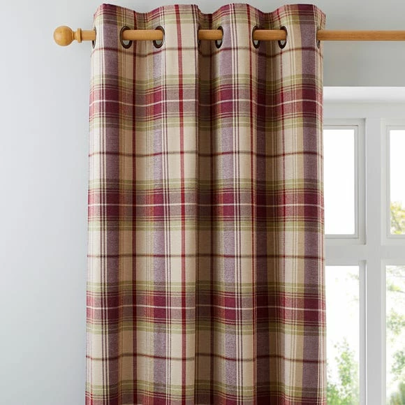 Best Pirce ๐ Dorma Dorma Bloomsbury Check Plum Eyelet Curtains ๐