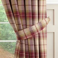 Budget 👍 Dorma Dorma Bloomsbury Plum Check Tiebacks 🔔