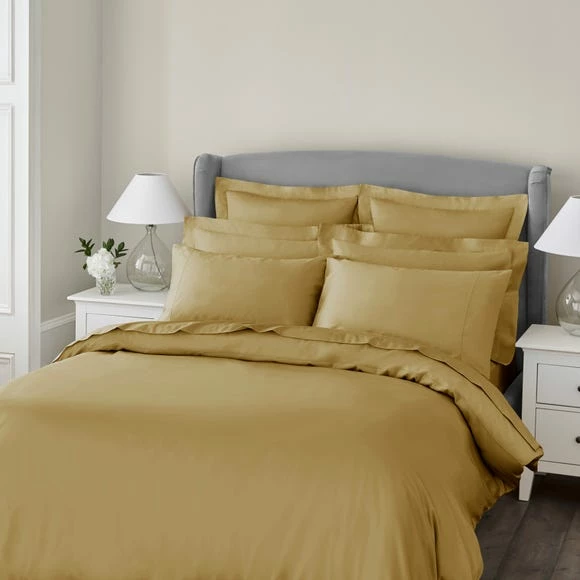 Hot Sale ๐ Dorma Dorma 300 Thread Count 100% Cotton Sateen Plain Ochre Duvet Cover ๐ฏ