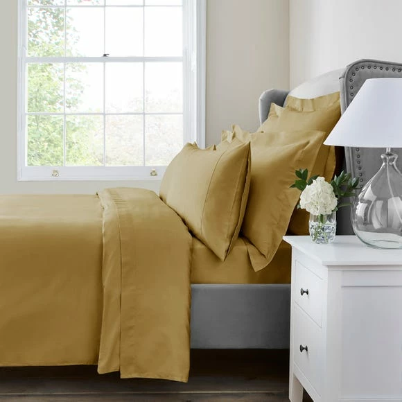 Hot Sale ๐ Dorma Dorma 300 Thread Count 100% Cotton Sateen Plain Ochre Duvet Cover ๐ฏ - Image 2