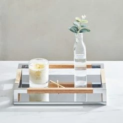 Cheapest 👏 Dorma Purity Dorma Purity Wood and Chrome Tray 35cm 🔥