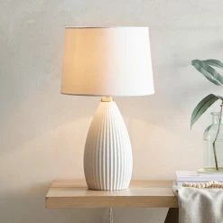 New 🧨 Dorma Purity Dorma Purity Dual Lit Ribbed Porcelain Table Lamp 😀
