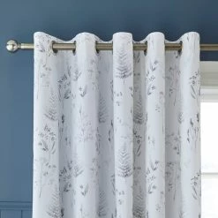 Cheap ⭐ Dorma Dorma Purity Botanical 100% Cotton Grey Eyelet Curtains 🔔