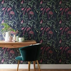 Discount ๐ Dorma Dorma Winter Garden Navy Wallpaper ๐