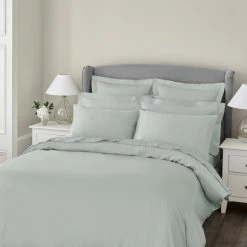 Best deal 🧨 Dorma Dorma 300 Thread Count 100% Cotton Sateen Grey Green Duvet Cover ⭐