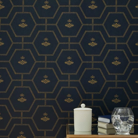 New ๐คฉ Dorma Dorma Heritage Bee Navy Wallpaper ๐ฏ - Image 5