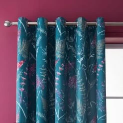Outlet 🎁 Dorma Dorma Winter Garden Teal Blackout Eyelet Curtains ⌛