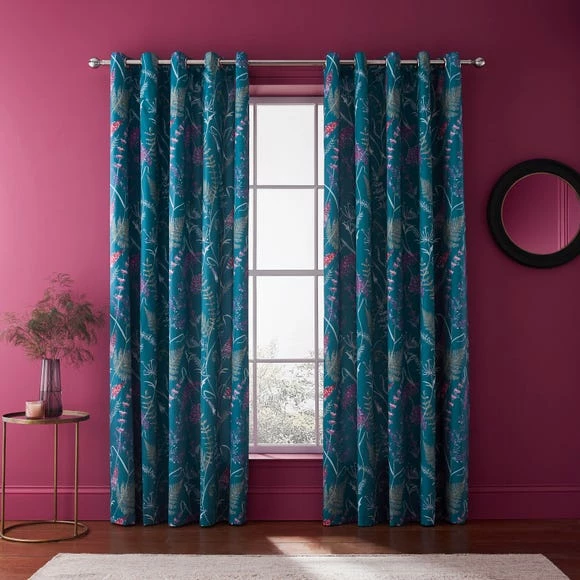 Outlet 🎁 Dorma Dorma Winter Garden Teal Blackout Eyelet Curtains ⌛ - Image 2